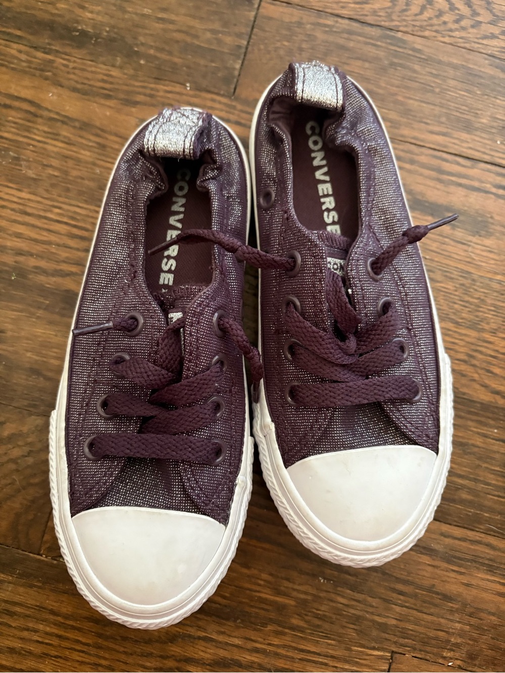 Converse Kids Metallic Plum Slip-On Sneakers